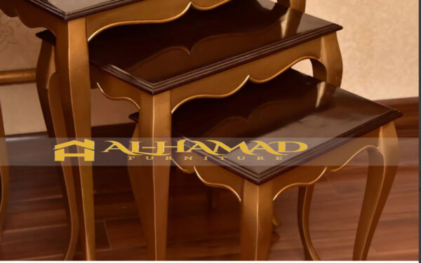 Gold & Maroon Polish Nesting Tables - Image 2