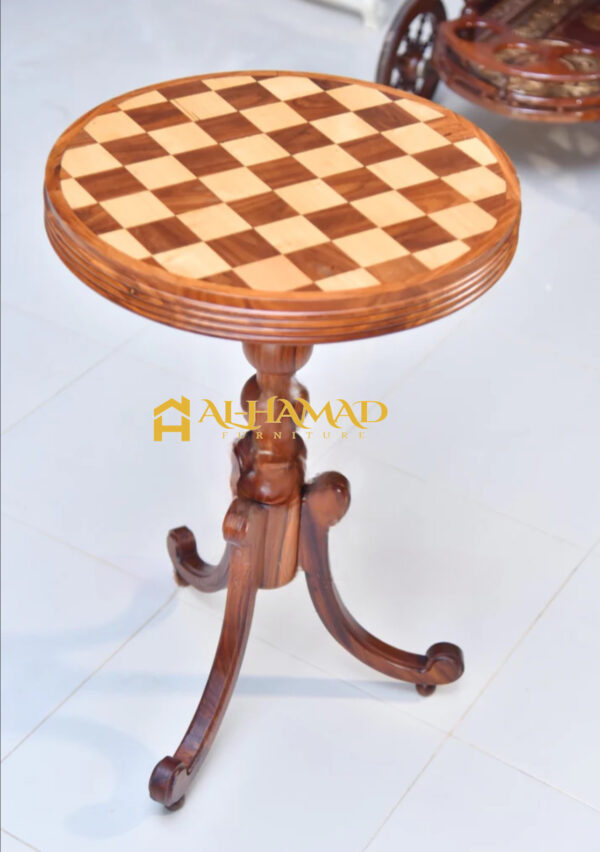 Wooden Round Chess Table - Image 2