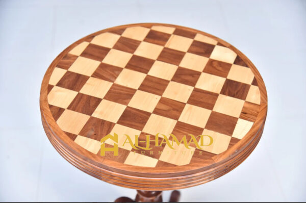 Wooden Round Chess Table - Image 3