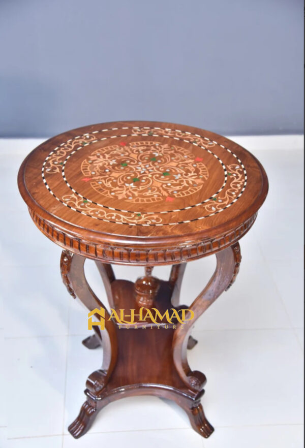 Wooden Colour Full inlay polish Flower Table - Image 6