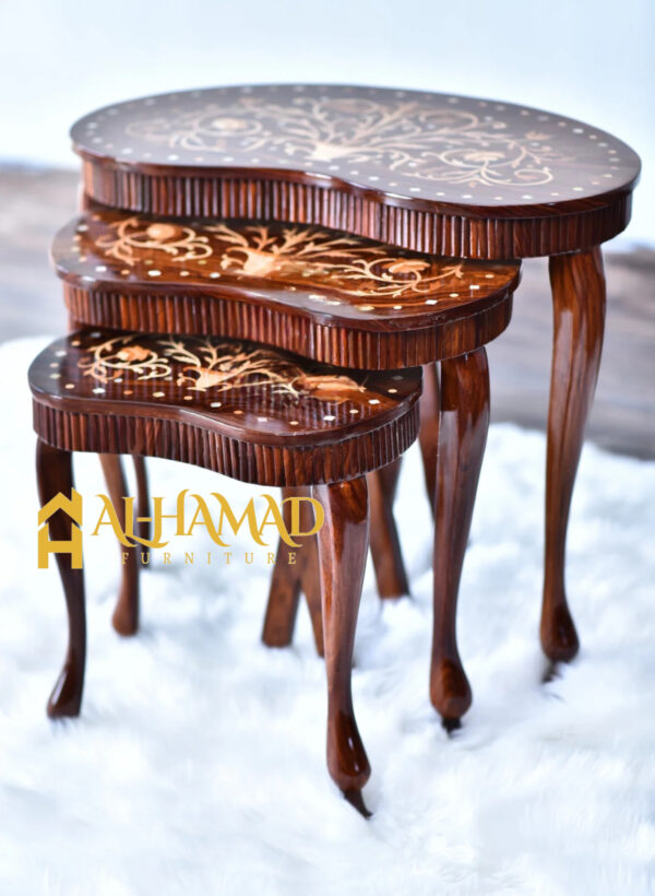 Captain Kidney Inlay Nesting Table - Image 3