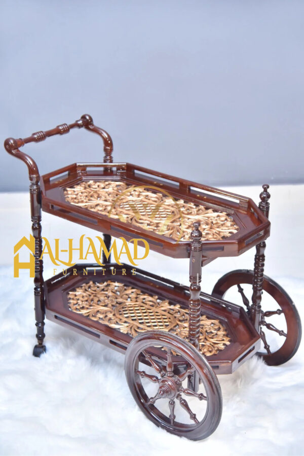 Maharaj Hand Carved Tea Trolley