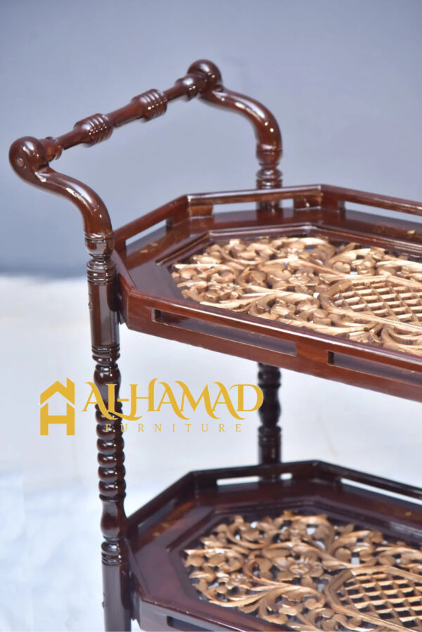 Maharaj Hand Carved Tea Trolley - Image 2