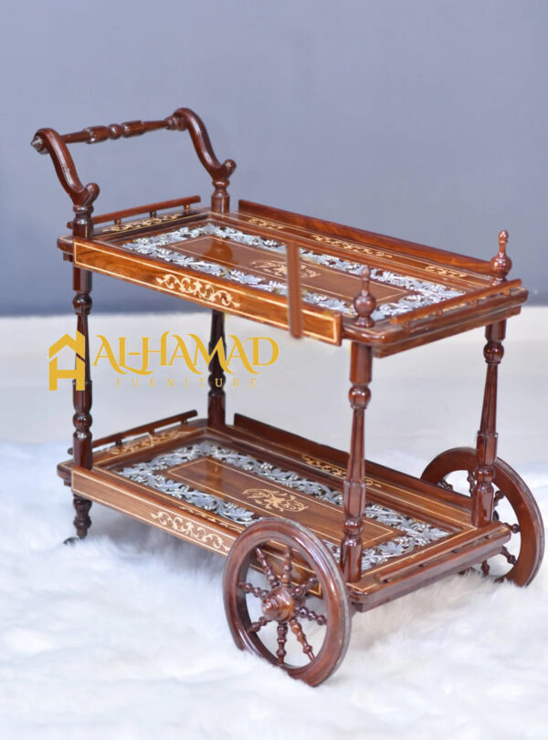 Wooden Tea Trolley Inlay