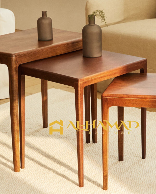 Sheesham Wood Classic Nesting Table Set - Image 3