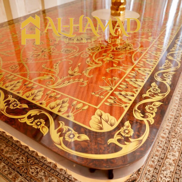 Gold Leaf Black Dining Table - Image 2