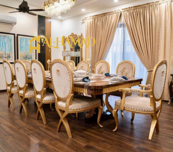 Gold Leaf White Dining Table