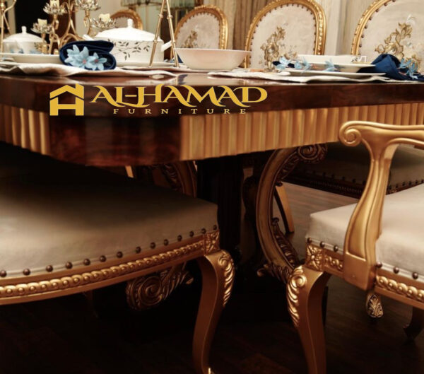 Gold Leaf White Dining Table - Image 2