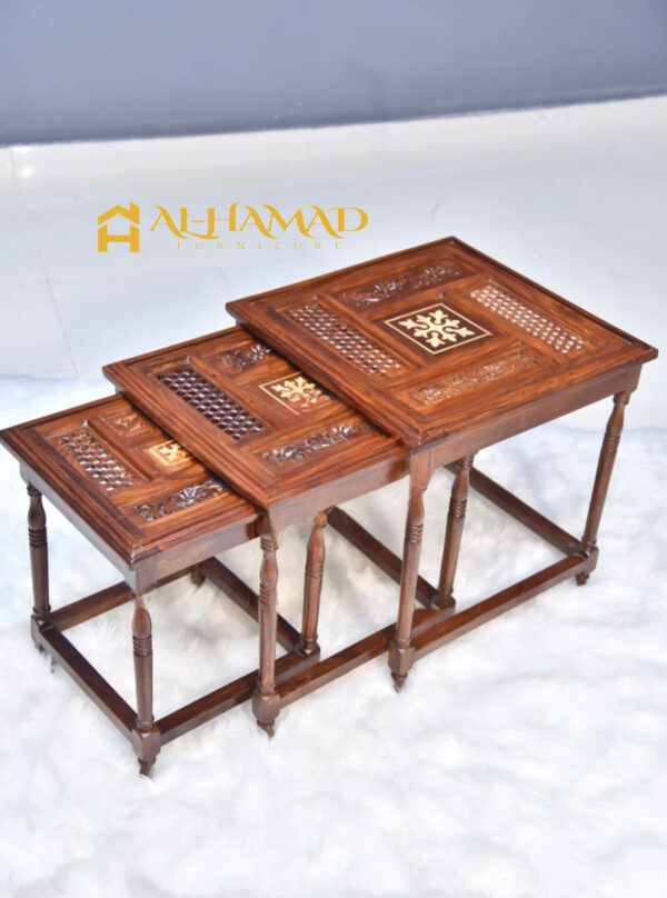 Casa Wooden Paisley Nesting Table Set of 3