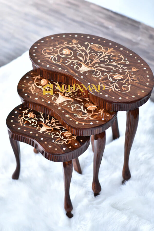 Captain Kidney Inlay Nesting Table