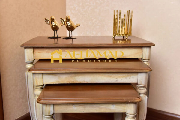 Bone and Light Brown Nesting Tables