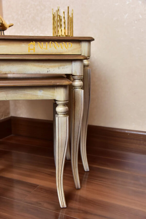 Bone and Light Brown Nesting Tables - Image 4