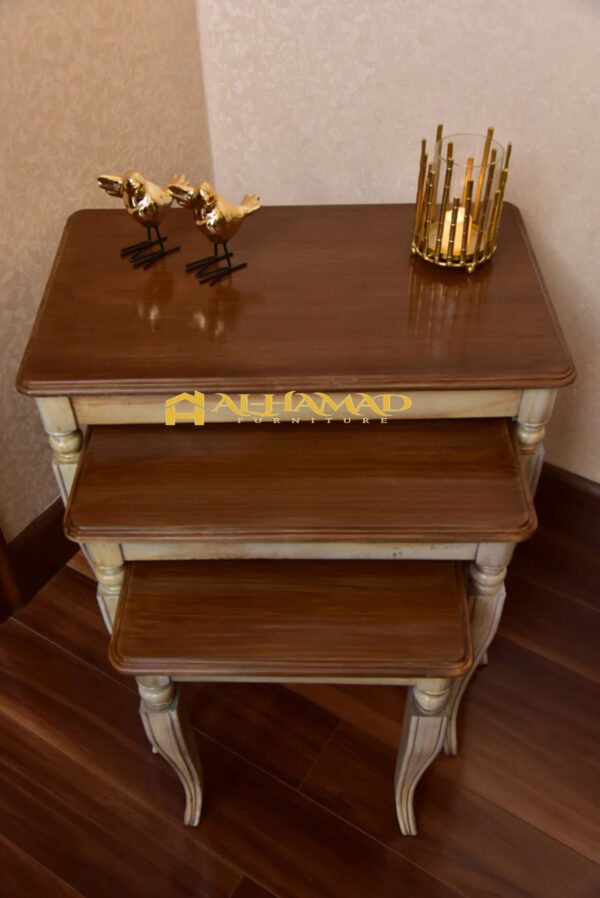 Bone and Light Brown Nesting Tables - Image 3