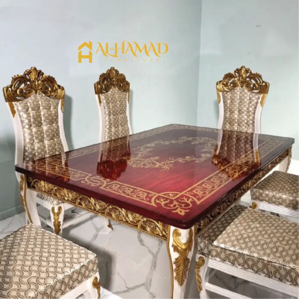 Wooden white & Red Mahogany Dinning Table