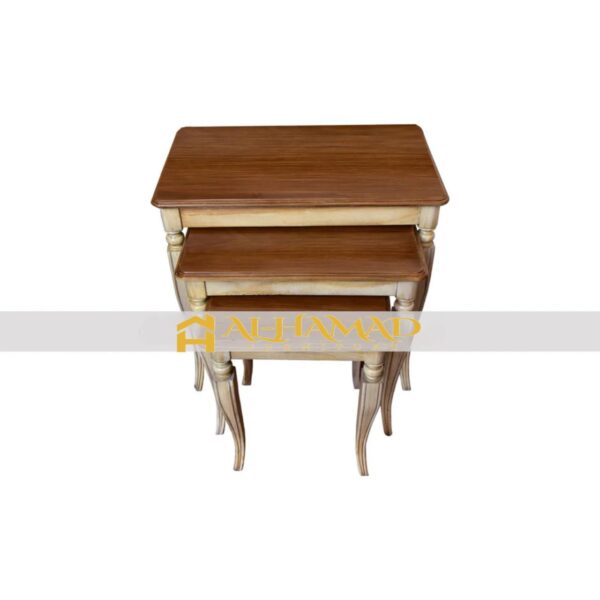 Bone and Light Brown Nesting Tables - Image 2