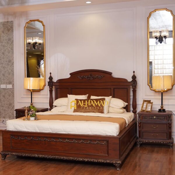 Antique Victorian Bed Set Hand-carved wooden bed with intricate detailing, premium craftsmanship, and a luxurious Victorian-style design for elegant bedrooms