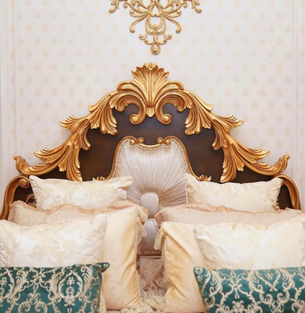 Royal Gold Antique Carved Bed Set - Image 3