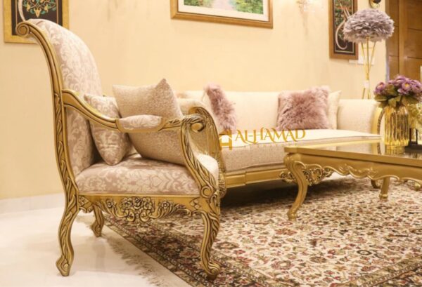 GOLD MERAKI SOFA SET with Center Table - Image 2