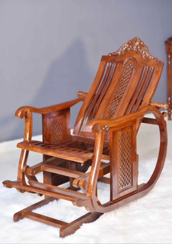 Wooden Screen Rod Rocking Chair  - Image 2