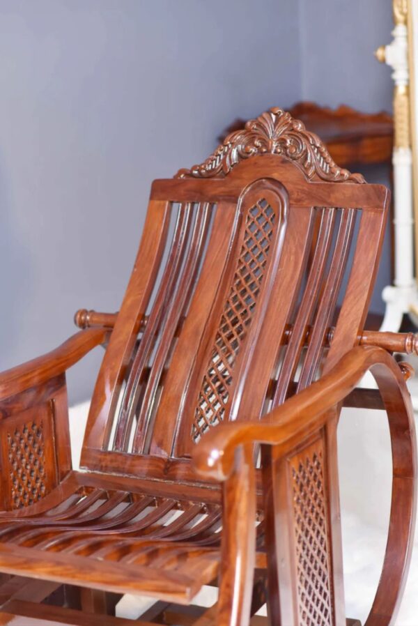 Wooden Screen Rod Rocking Chair  - Image 3