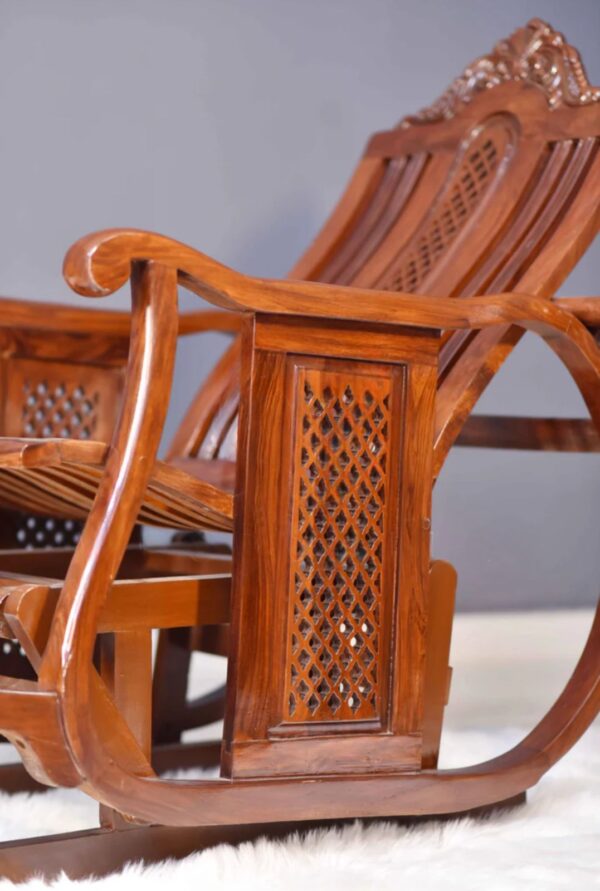 Wooden Screen Rod Rocking Chair  - Image 4